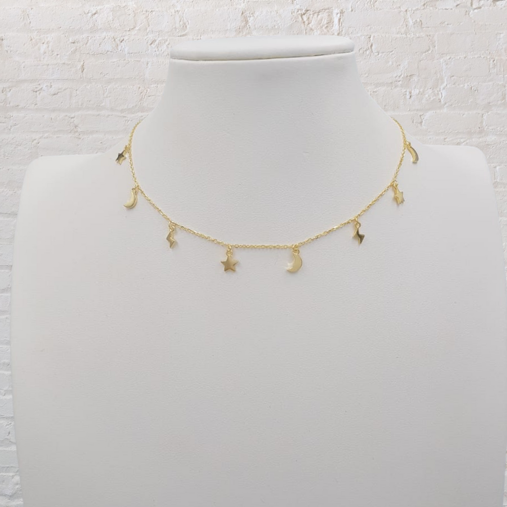 choker lunas estrellas rayos moon star choker panama silver praha gargantilla accesorios layers layering